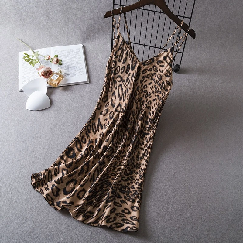 Women Strap Nightgown Dress Chemise Sleepwear Nightwear Loungewear Sexy Nightdress Summer Satin Morning Gown Homewear