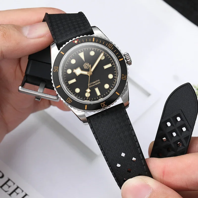 Watch Rubber Strap 20mm Premium Soft Comfortable Skin Friendly with Pin Buckle Universal Watch Band Men\'s Replacement Watchband