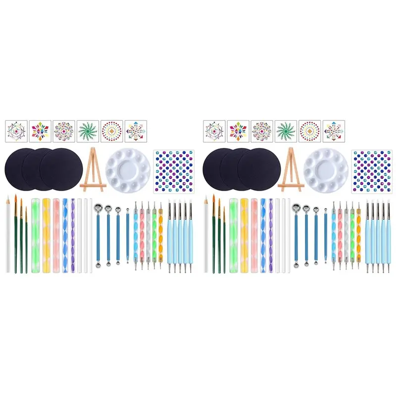 [Superx&KND]76Pcs Mandala Dotting Tools Painting Kit - Dot Paint Stencils Tool Set Art Craft Supplies Kits Tray Brush Pen