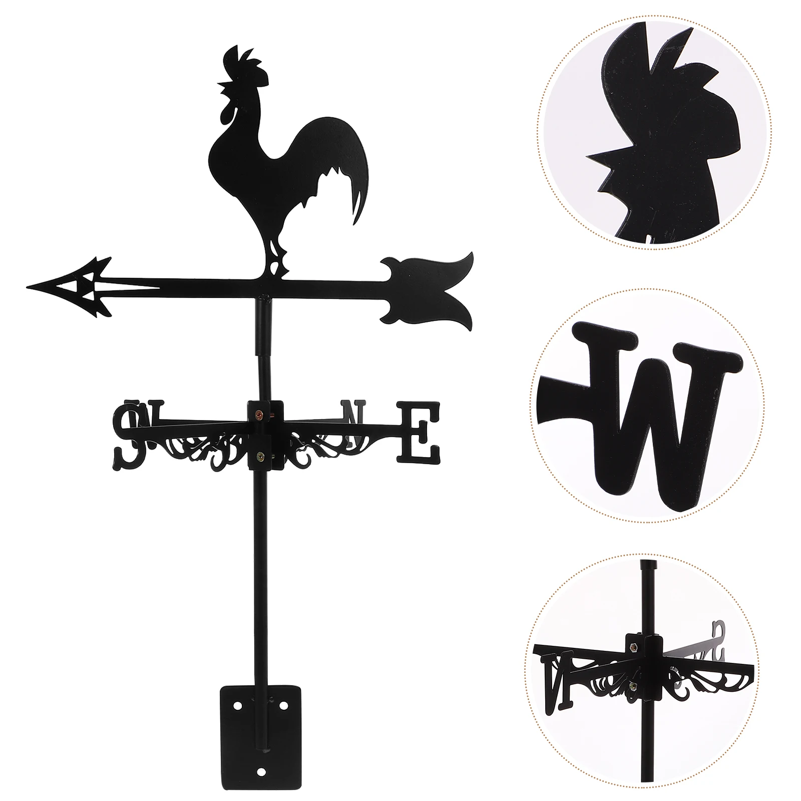 

Metal Rooster Weathervane Wind Direction Indicator Buildings Roof Vane Measuring Tool for Outdoor Farmhouse Garden Decoration