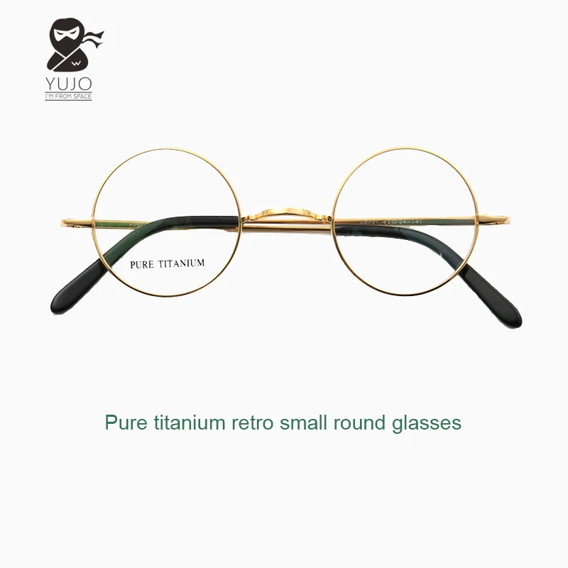 vintage pure titanium circular glasses frame men diameter 42mm Round Retro prescription myopia reading eyeglasses for women