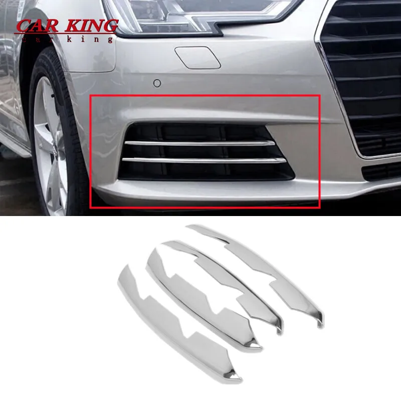 

For Audi A4 b9 2016 2017 auto Accessories Car front fog lamp light strip Frame Cover trim Panel Sequins ABS Chrome mirror 4pcs