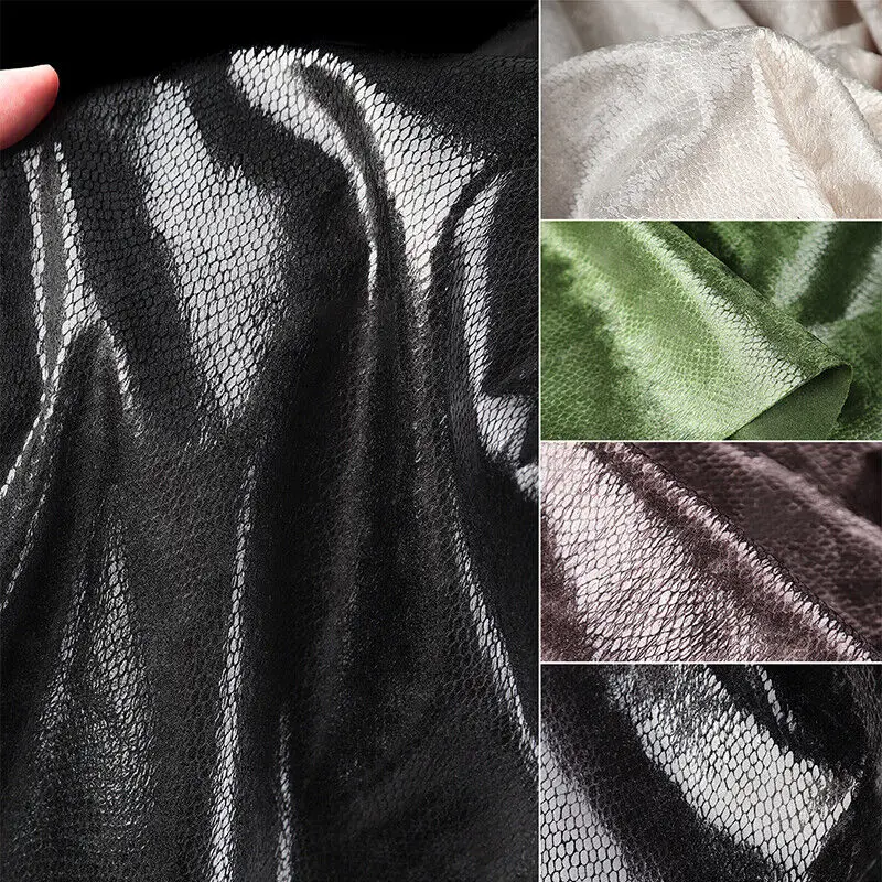 Snake Skin Elastic Velvet Fabric Snake Pattern Print Coat Bag Soft Sewing Fabric DIY Plush Material Dress Craft Dress Supplies