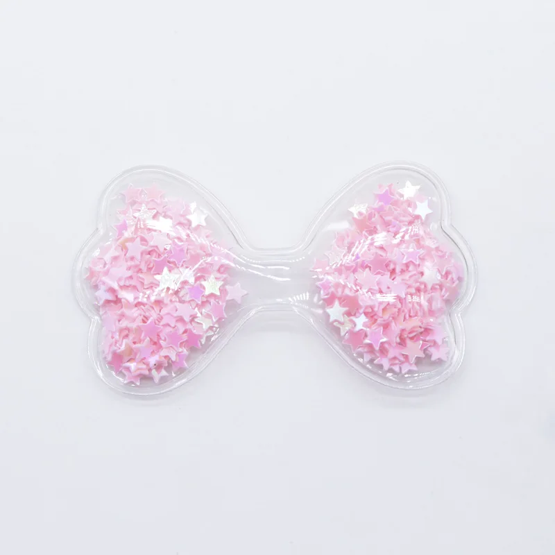 12Pcs 62*36mm Bow Tie Transparent Plastic Filling Sequin Appliques for DIY Crafts Hat Patches Headwear Hair Clips Decor