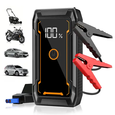 STSCEZ 4000A Peak 12V Car Jump Starter, Battery Booster with LED Light and LCD Power Display, Portable Power Bank and Charger with Smart Clamps, Emergency Starter for 5.0L Petrol and 3.0L Diesel Engines