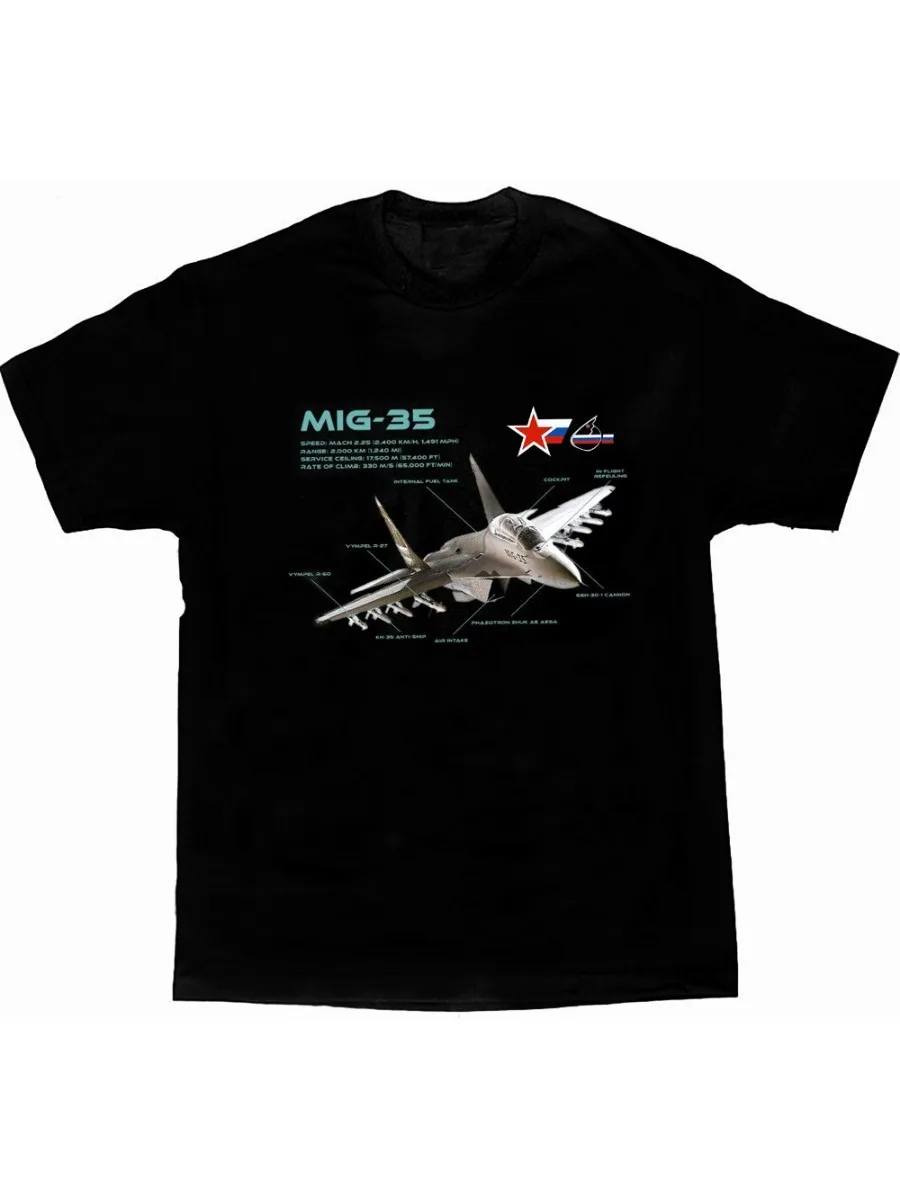 Russian Air Force MIG-35 Fighter Aircraft Jet Blueprint T-Shirt. Summer Cotton Short Sleeve O-Neck Mens T Shirt New S-3XL