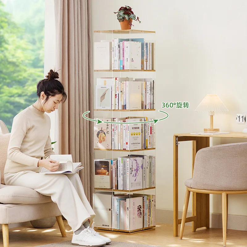 Rotational Bookshelf Organizers Shelf Storage Shelves Furniture Living Room Bookcases Librero Organizador Estanteria Vitrina