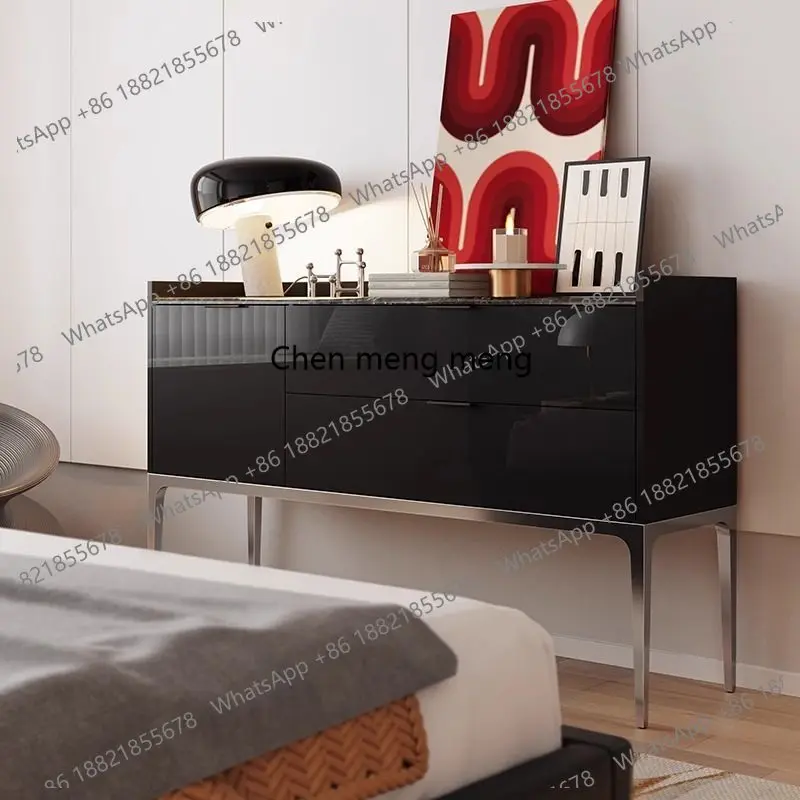 

Italian modern high-end dining side cabinet against the wall Art entrance Luxury stone countertop side cabinet