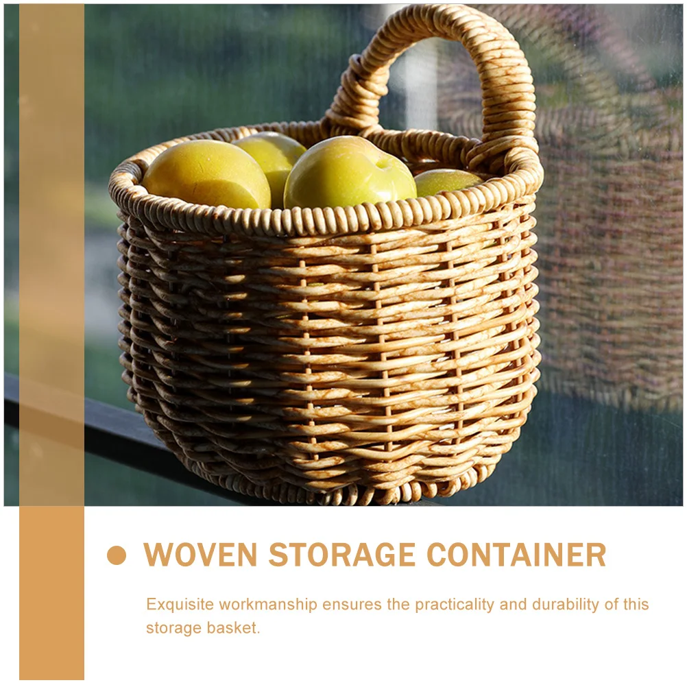 

Woven Storage Basket Hanging Wall-Mounted Decorative Garlic and Ginger Container Kitchen Storage Organizer Egg Basket