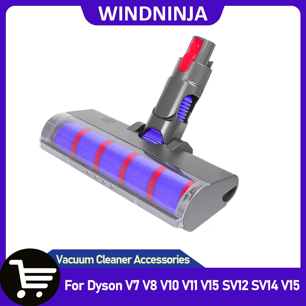 

Для Dyson V7 V8 V10 V11 V15 Насадка для швабры для твердых полов Насадка для пылесоса Мягкие роликовые щетки со светодиодной подсветкой и прямым приводом
