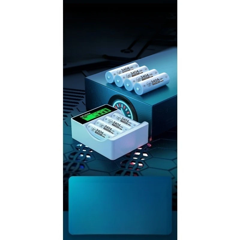 1,5 В, 3404 МВтч, 8 слотов, интеллектуальное зарядное устройство для литиевых аккумуляторов AA AAA