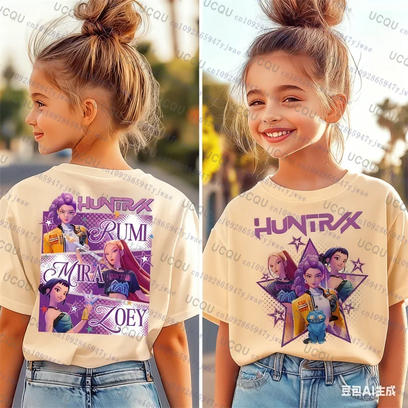 Kpop caçadores de demônios pai criança halloween kpop caçadores de demônios camiseta harajuku moda casual algodão criança camiseta cosplay roupas