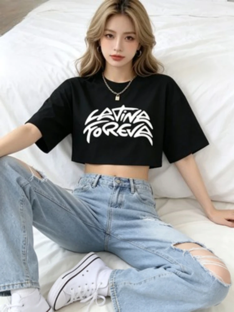 Karol G TROPICOQUETA Latina Foreva Crop Top Girls Sexy Shirt Summer Tank Top Women's Clothing