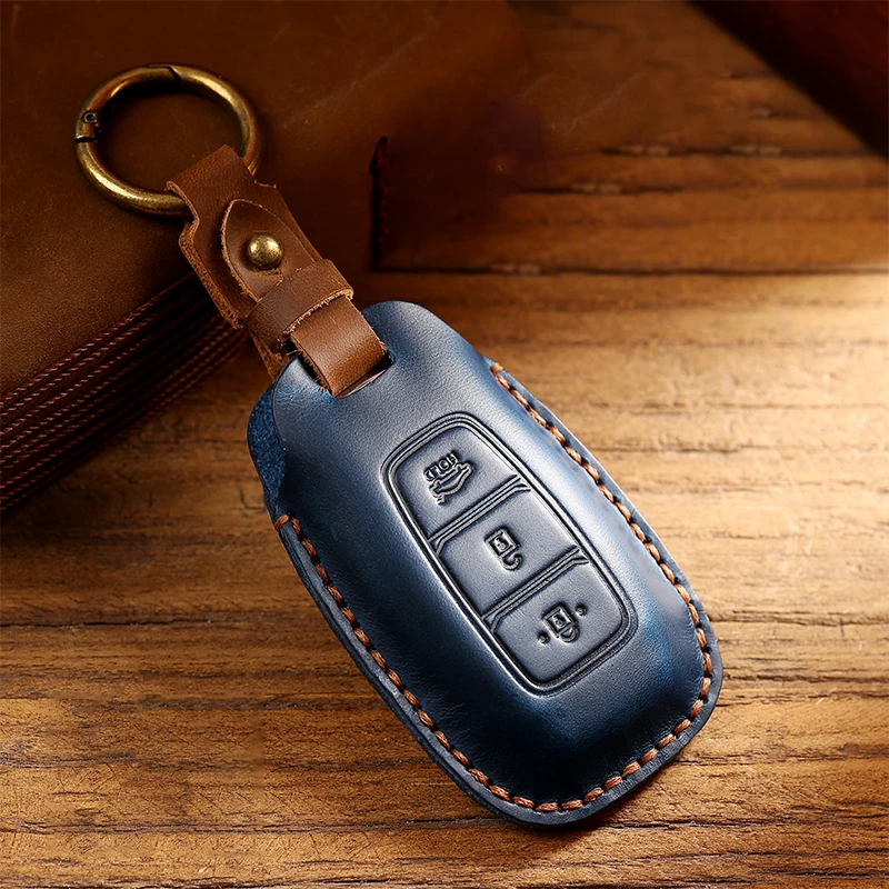 

For Hyundai I30 Ix35 Kona Encino Solaris Azera Grandeur Ig Accent TM Palisade Santa Fe Leather Car Key Cover Case Keychain Shell
