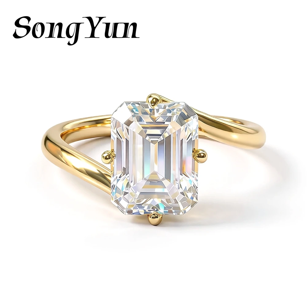 

SongYun Jewelry 925 Sterling Silver Ring Moissanite D Color VVS Designer Queen Real Modern Unique Rings Diamond Accessories
