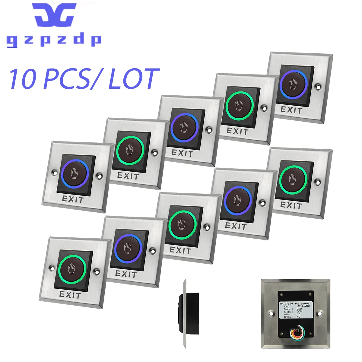 

10 PCS 86 Size Metal Door Release Switch IR Contactless No Touch Infrared Exit Button K2