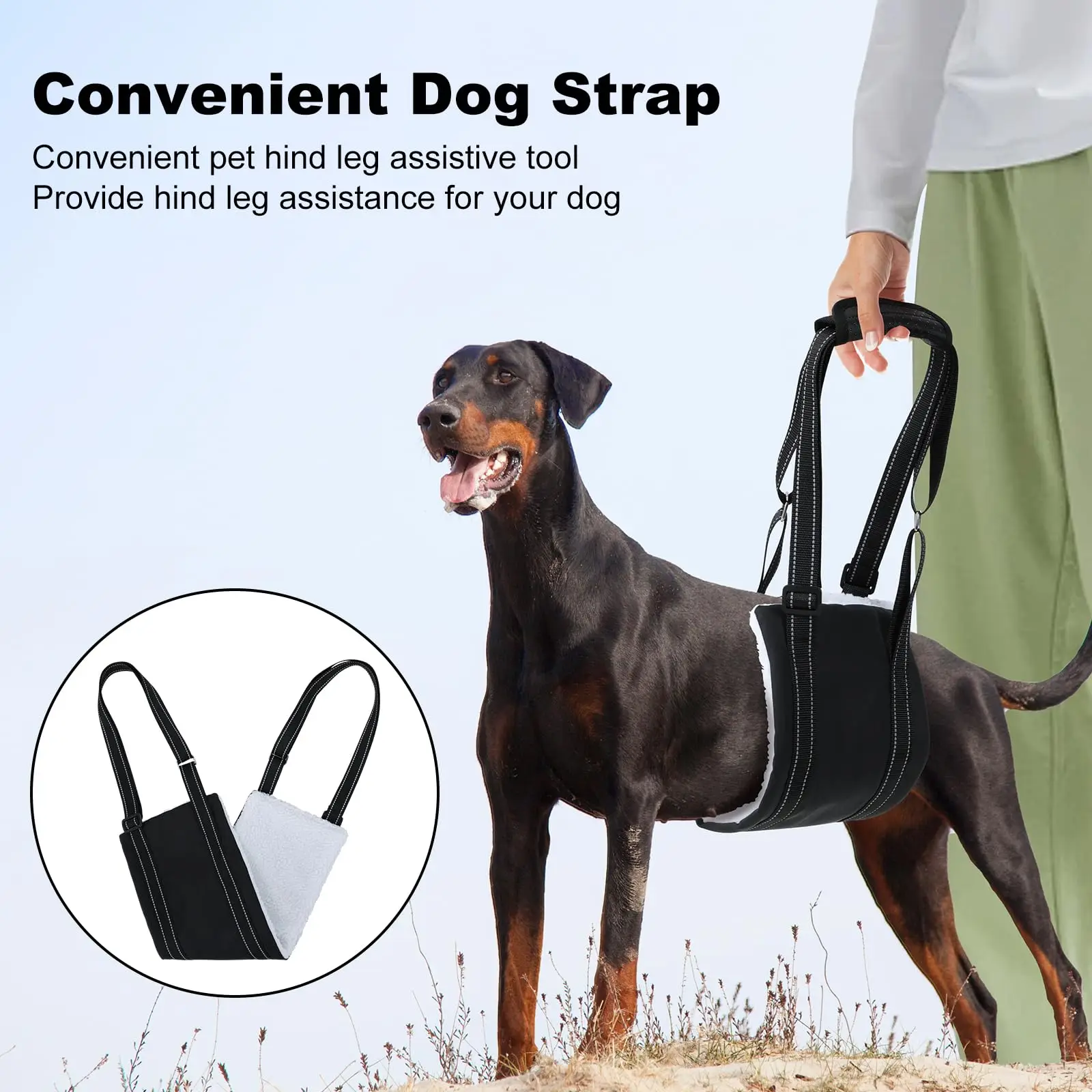 

Dog Lift Harness Adjustable Dog Sling for Back Legs Support Rehab Harness for Weak Rear Legs Pet Aid Assist Tool For Elderly Dog