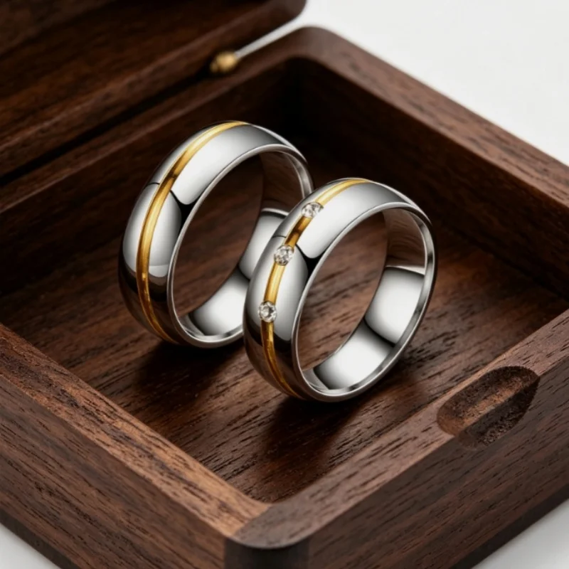 

Titanium Wedding Bands Rings for Couples - High Quality Men And Women Lovers Jewelry Anniversary Gift Size 5-13