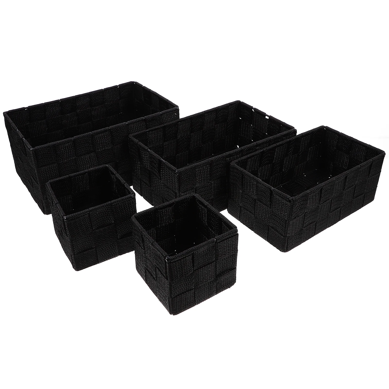 

1 set 1 Set Woven Storage Bins Shallow Rectangular Baskets For Home Office Bathroom Organizer Easy Clean Space Saving