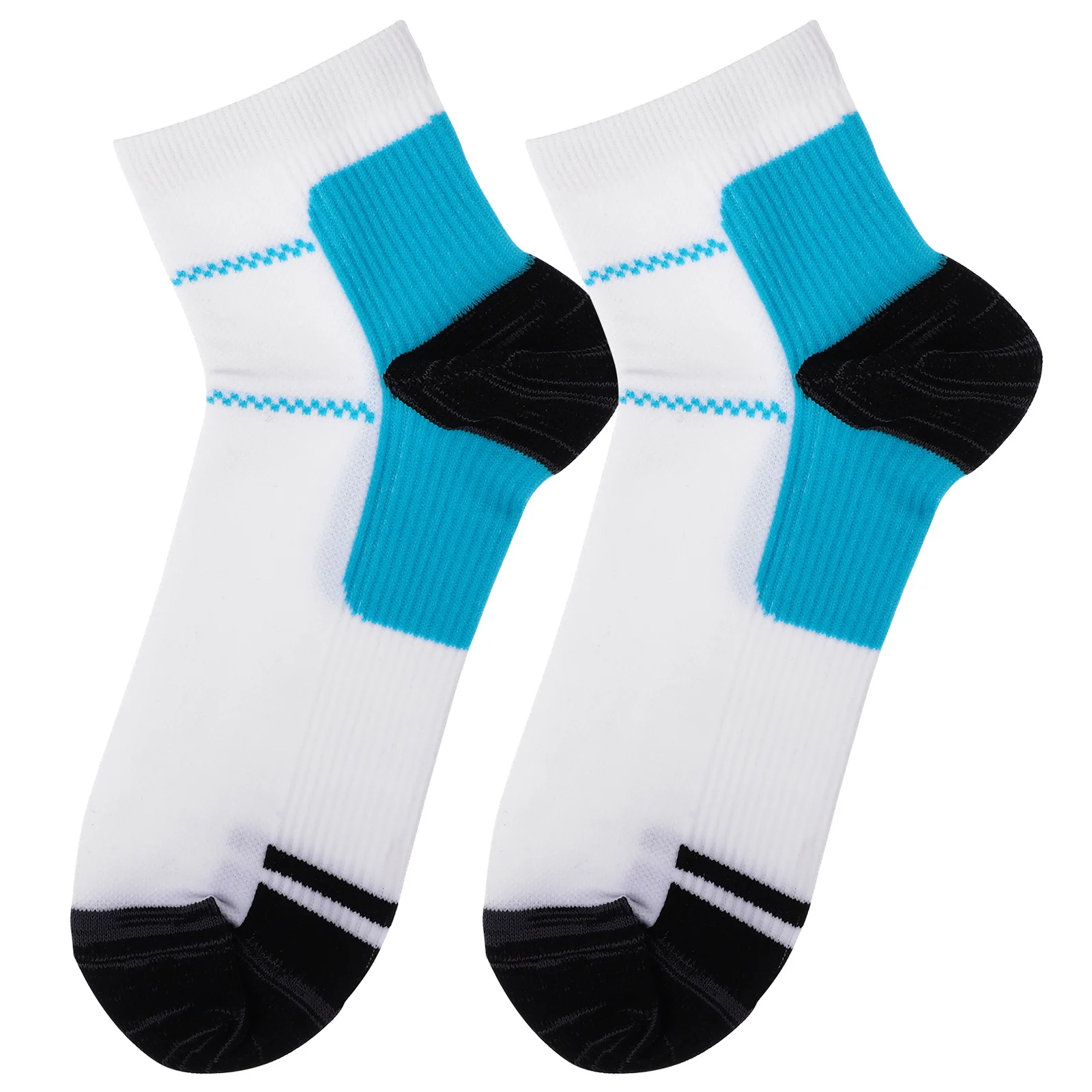 زوج من الجوارب الضاغطة للقدم باللون الأزرق والأبيض مصممة لتخفيف آلام القوس والراحة اليومية، جوارب ضغط للقدم