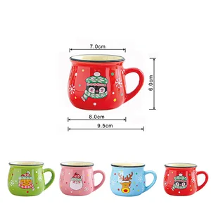 Caneca cerâmica Mousse de Natal para crianças, Copo de Santa dos desenhos animados, Xícara De Café Para O Escritório, Sobremesa De Cozimento Doméstico Caneca De Leite, Presente De Natal 10 principais vendas copo pequeno almoço - №1