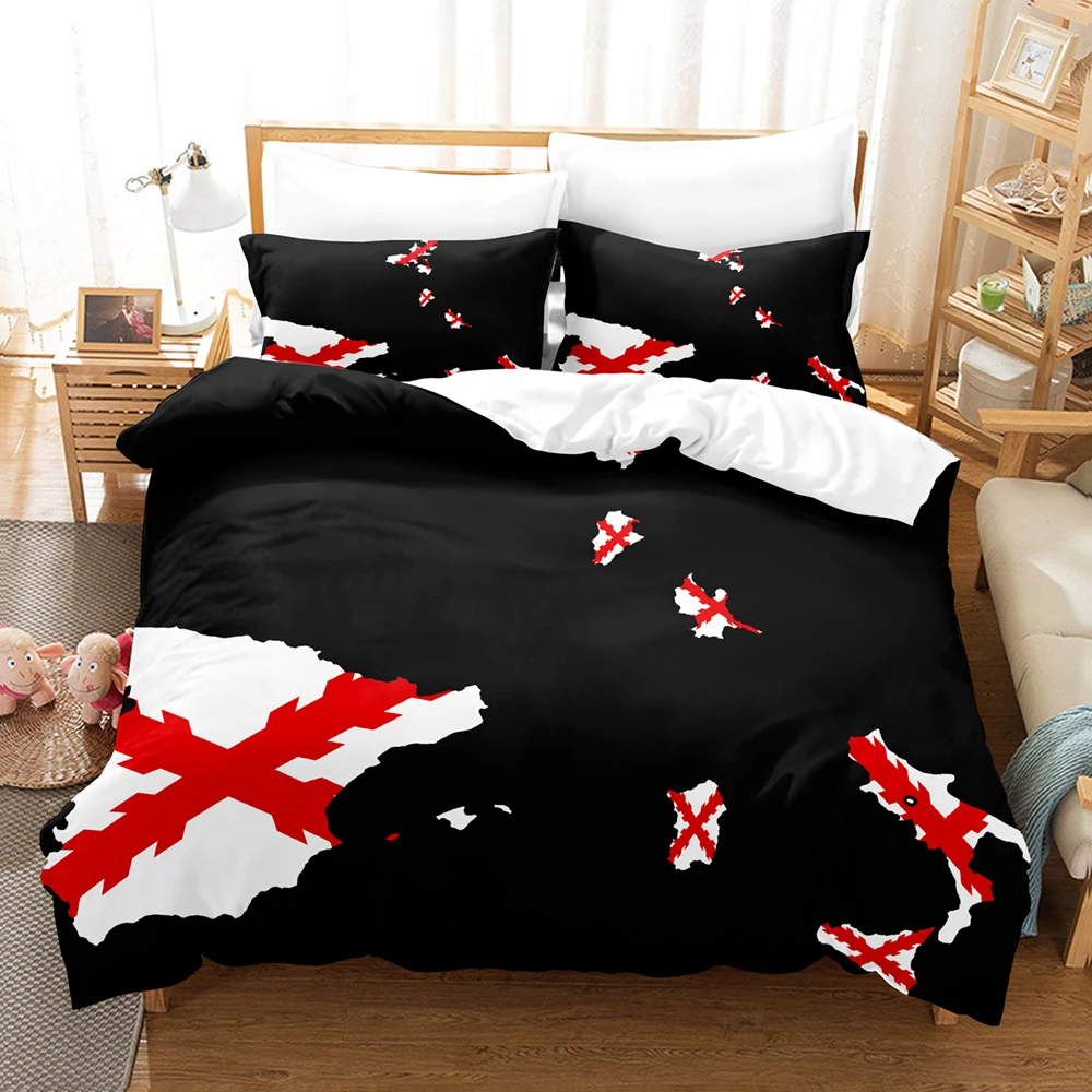 New Burgundy Cross Flag Tercios Españoles Bedding Set Duvet Cover + 2 Pillowcases Polyester Home Bedroom Decor Bed Linens
