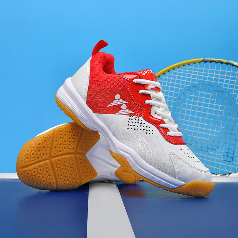 Tênis leves respiráveis para mulheres, Sapatos de badminton antiderrapantes, Tênis vermelhos para mulher, Alta qualidade