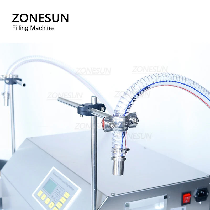 ZONESUN ZS-GP262W 2 Heads Weighing Filling Machine Auto Gear Pump Liquid Filler for Edible Oil Juice Milk Water Bottle Packing
