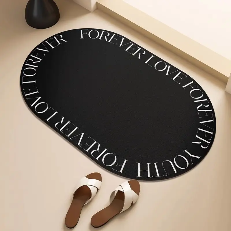 Oval Shaped Floor Mat Quick Drying Water Absorbing Foot Mat Diatomaceous Toilet Anti Slip Dirt Resistant Carpet Entrance Door
