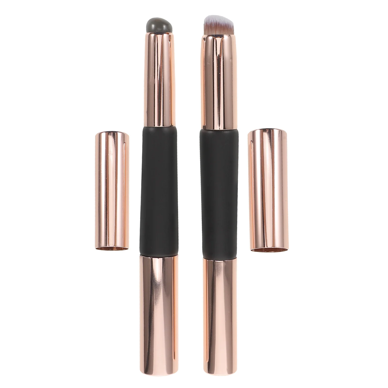 

2Pcs Dual Ended Silicone Makeup Applicator Compact Lip and Concealer Brush with Protective Cap Soft Touch Sensitive Skin