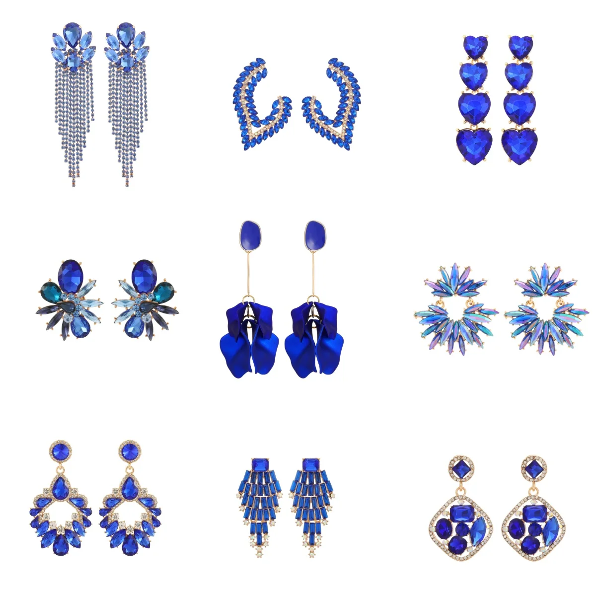 Pendientes Vintage elegantes de lujo con piedras preciosas de imitación azul Klein para mujer, accesorios de joyería formales para fiesta y graduación, regalo