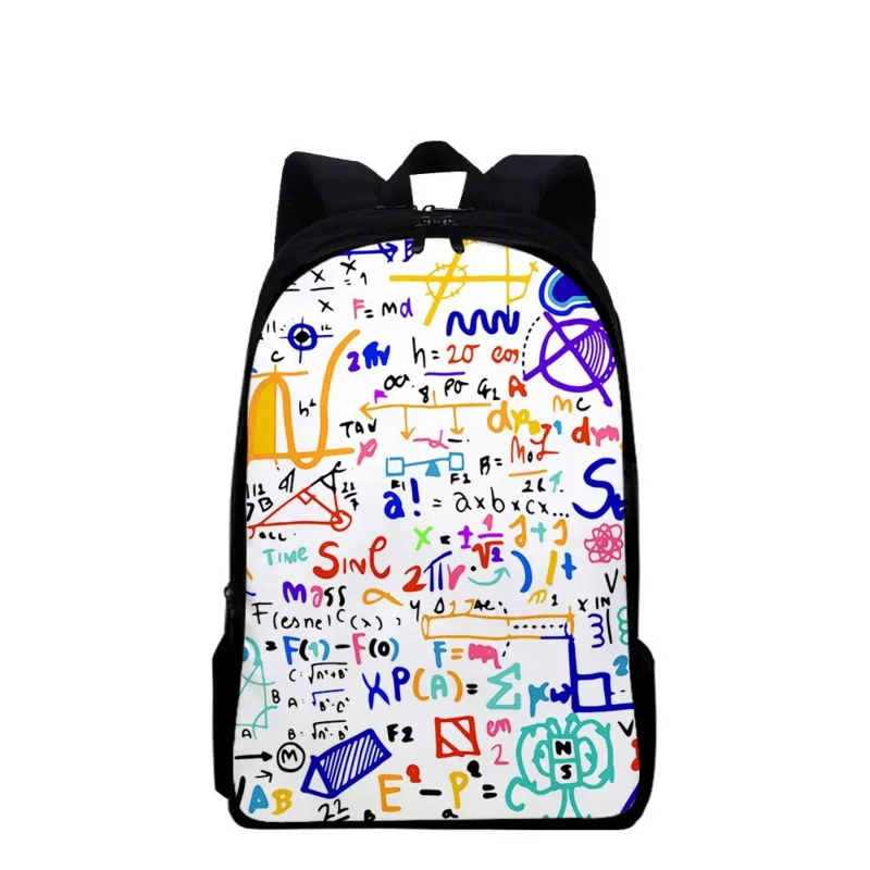 Mochila creativa con estampado de fórmula de matemáticas, bolsa escolar para estudiantes, bolsa de libros para niñas y niños, mochila de almacenamiento informal para adolescentes, mochila de viaje