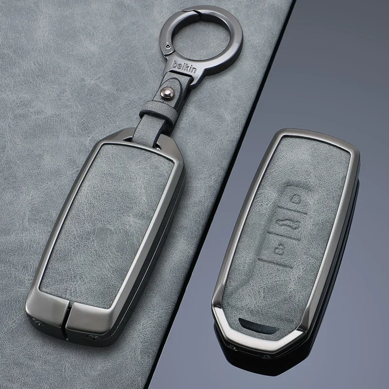 

Zinc Alloy Leather Car Key Case Cover For Vw Volkswagen Touareg 2019 2020 2021 2022 Shell Fob Ring Keychain Protector Accessory