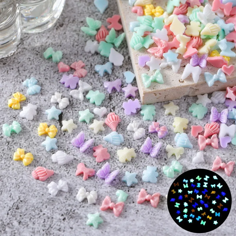 

50Pcs Summer Macaron Nail Art Resin Charms Mixed Colors Multi-Shapes Nail Rhinestones DIY 3D Stones Gems For Manicure Supply