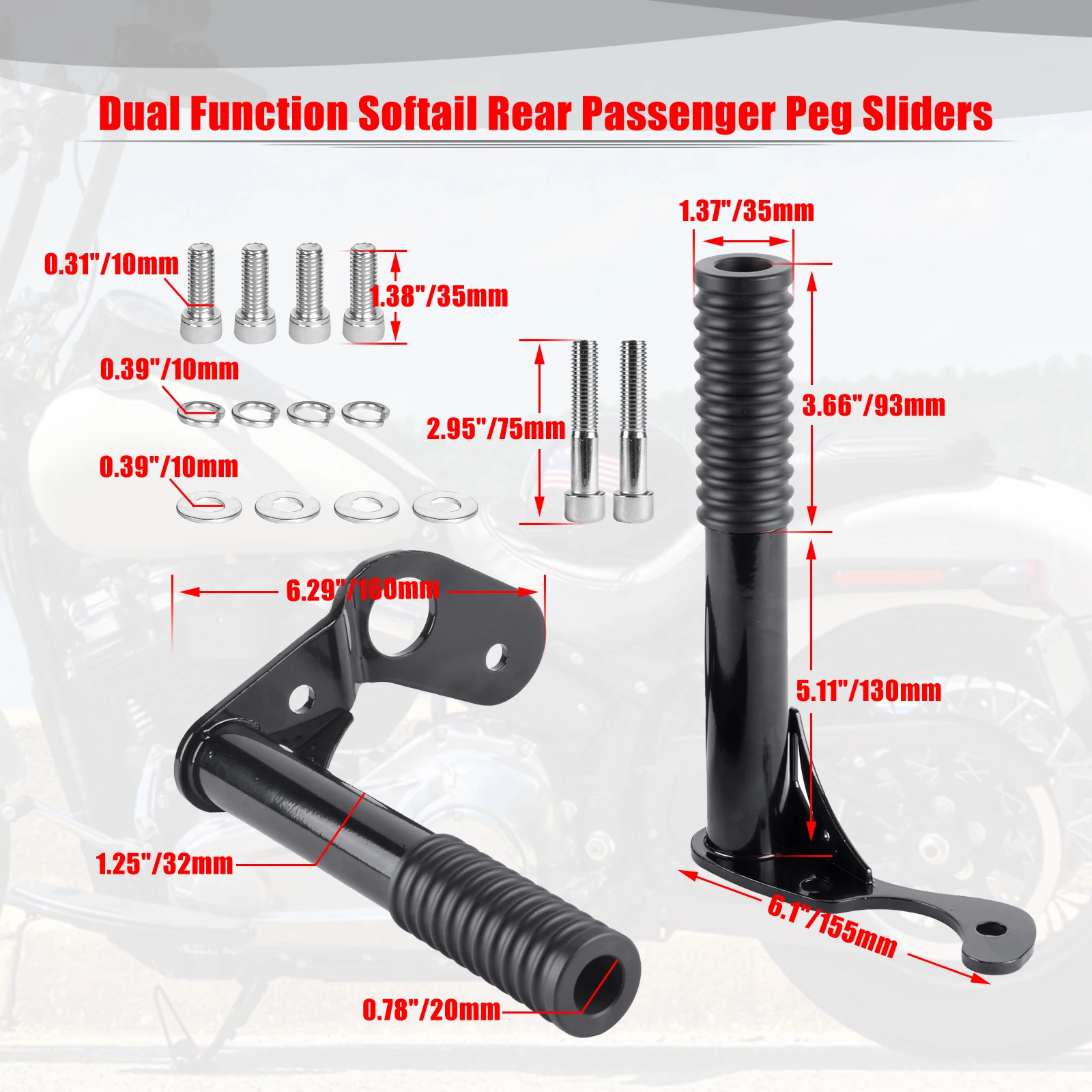 

Rear Passenger Foot Pegs Crash Bar Frame Slider For Harley Softail Street Bob Low Rider Heritage Classic 2018-2023 Motorcycle