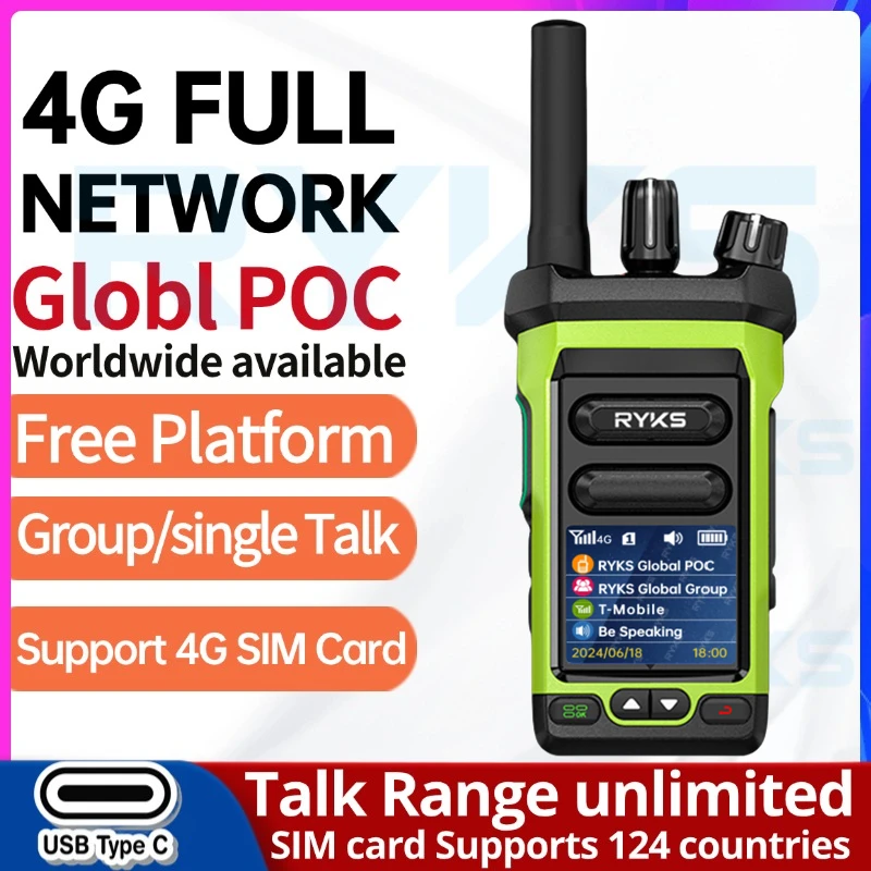 

Walkie Talkie 5000Km With 4G Sim Card 200 Channels Type C Charger Global Poc Long Range Two Way Radio Incompatible Baofeng Uv 5R