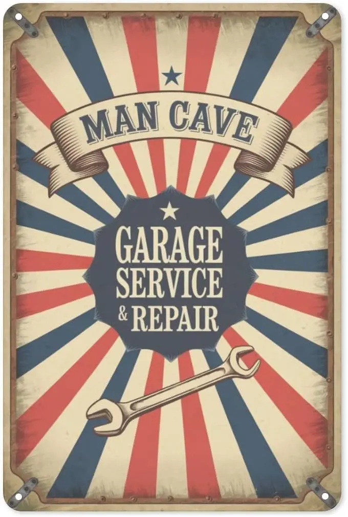 Mechanic's Garage Tin Sign 8X12IN Vintage Metal Wall Art for Workshop, Auto Shop & Car Lover Man Cave Decor sign