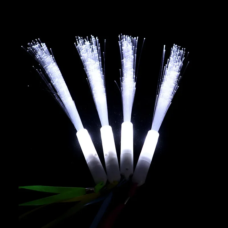 12pcs White Optical Fiber Glow Stick Blinking Rods Light Up Wand Rave Party Bar Toy Birthday Festival