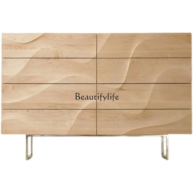 

4*Nordic modern solid wood eight-bucket cabinet simple wabi-sabi wind dining side storage household bedroom light luxury storage