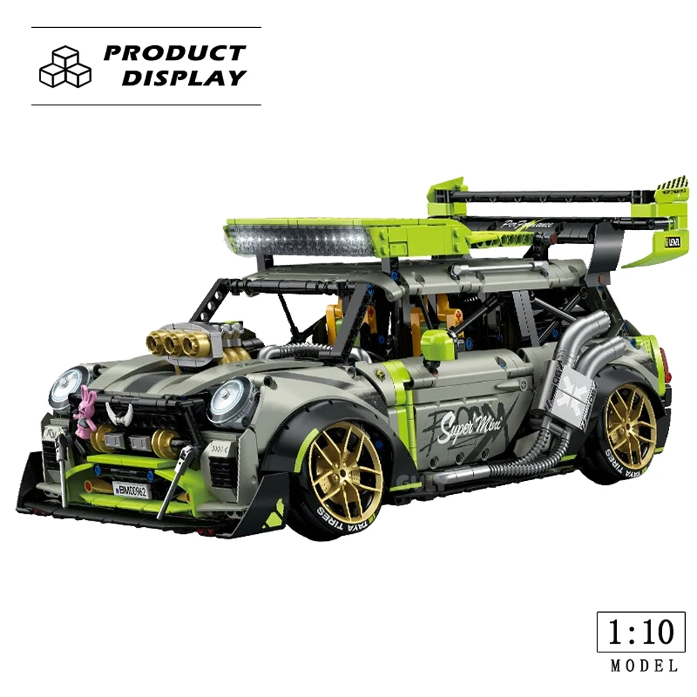 1:10 Scale Sportcar Modified Vehicles Model Building Blocks Technical BMMINI Bricks Car High Tech Assembly Set Kids Toy For Gift