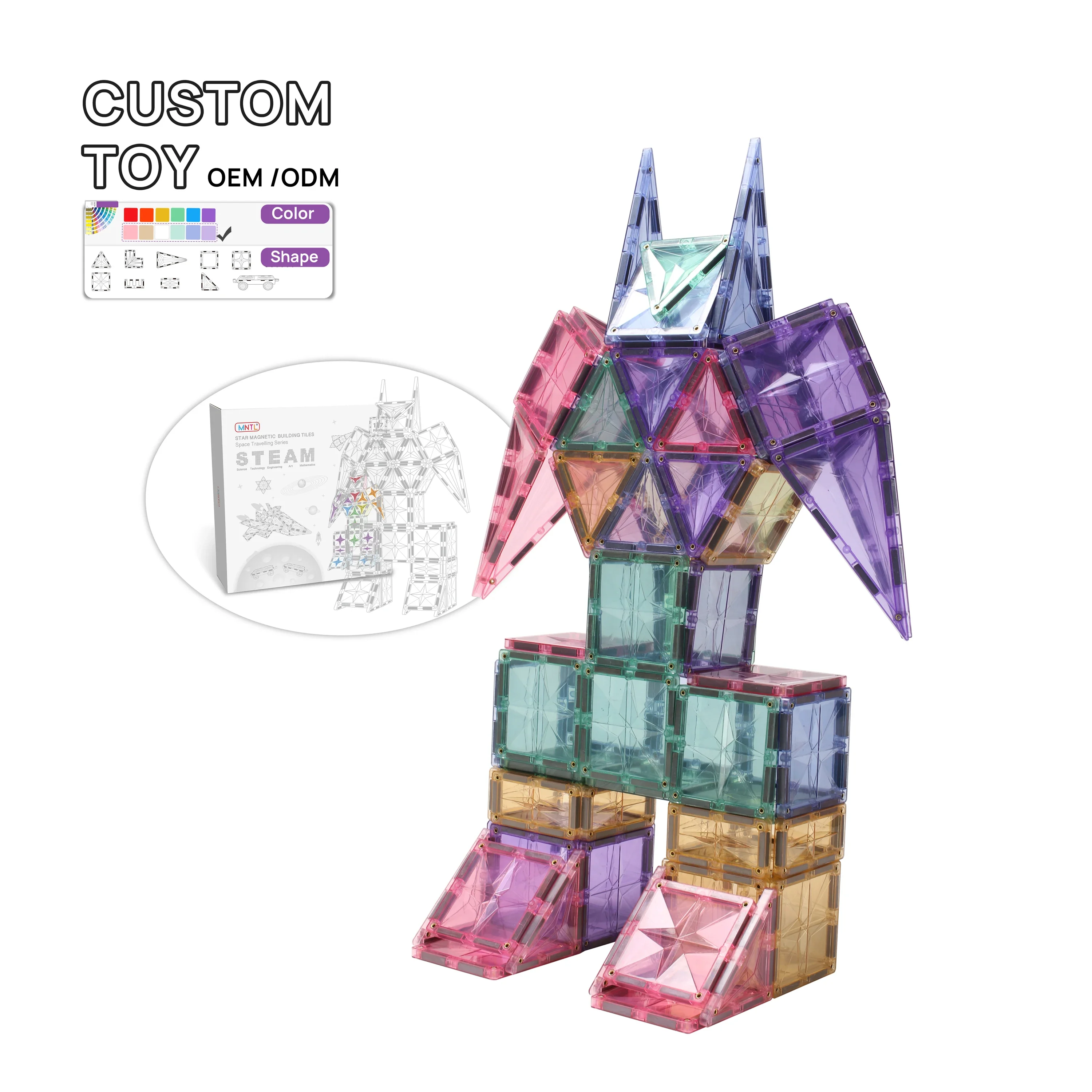 

MNTL 177pcs Space Exploration magnetic construction blocks kids DIY magnetic tiles educational montessori toys