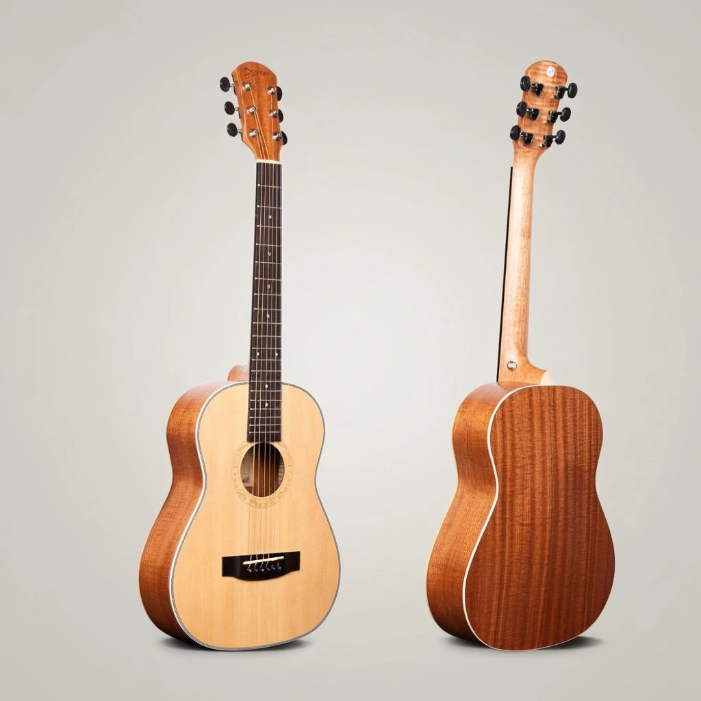 6‑String Acoustic Folk Guitar Gloss Steel String Instrument for Beginner Adult Students Daily Music Hobby Learning Practice