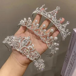 DIEZI New Luxury White Crystal Tiara For Women Girls Wedding Birthday Party Dress Elegant Queen Bridal Bride Crown Accessories