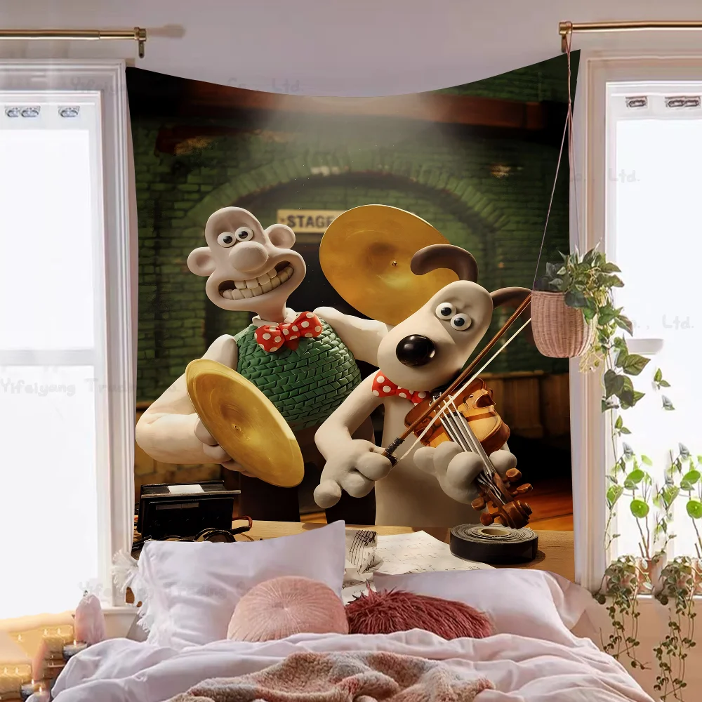 Wallace And Gromits Cartoon Tapestry Hippie Flower Wall Carpets Dorm Decor Art Home Decor