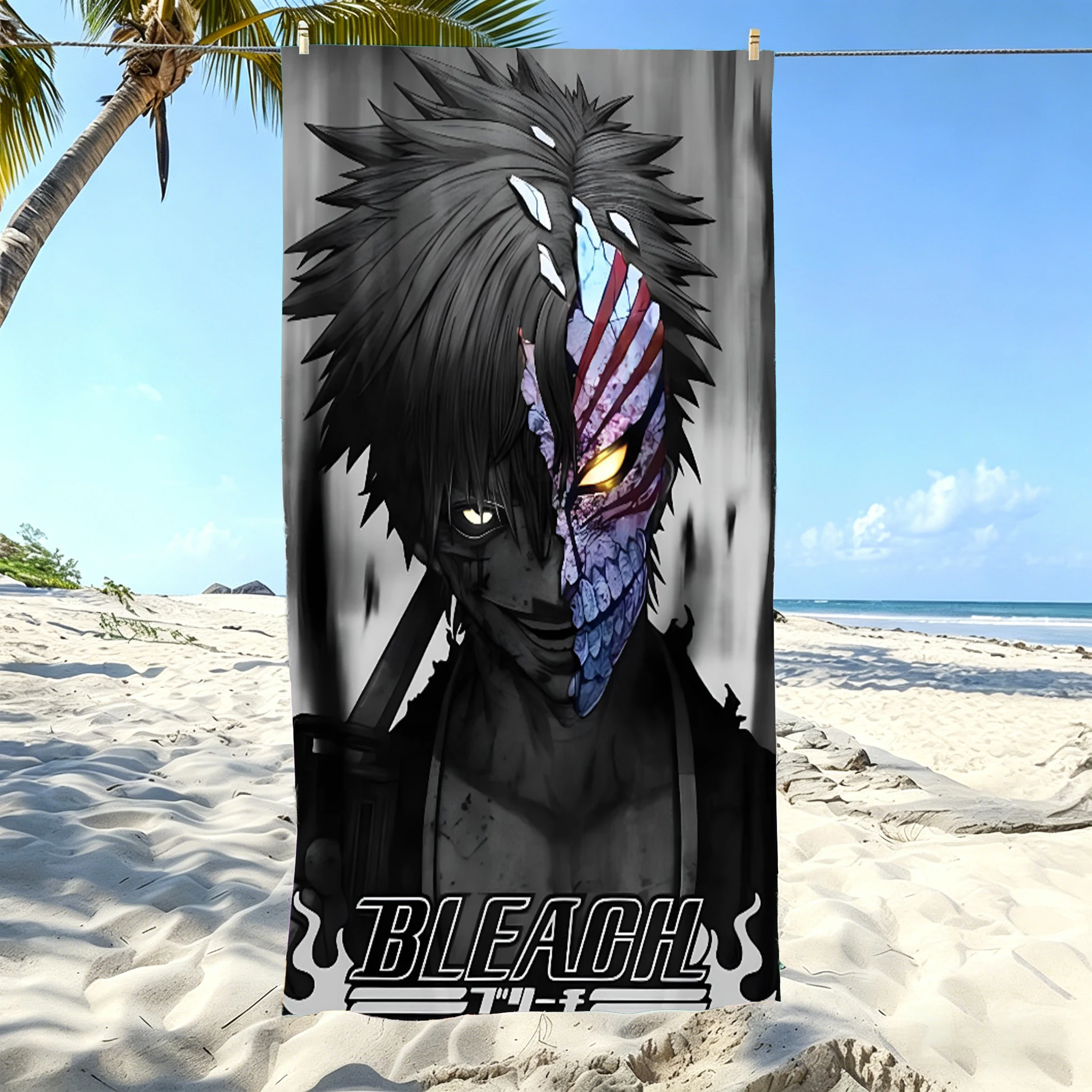 1pc B-BLEACH Ichigo Anime Beach Towel Microfiber Quick Dry Shonen Jump Manga Bath Towel For Pool Beach Travel Anime Fans Gift