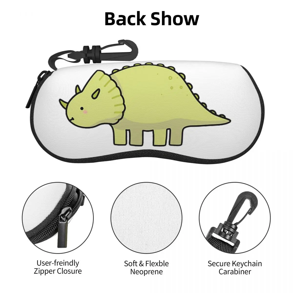 リトルディノトリケラトプス恐竜イラストシェルメガネケースポータブルサングラスボックス女性男性ソフト眼鏡バッグポーチ