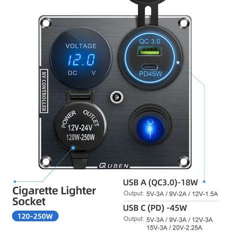 12 В Usb двойное зарядное устройство розетка для автомобильного прикуривателя Мощность водонепроницаемый Usb-порт адаптер 5 в розетки вольтметр цифровой