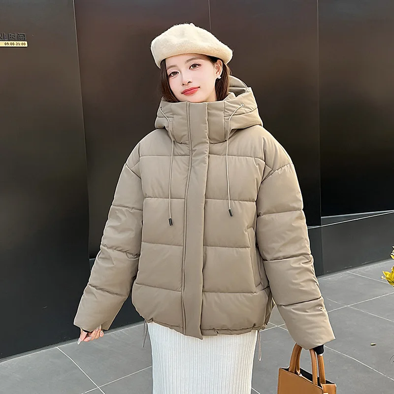 

Куртки-парки, женское зимнее хлопковое пальто, верхняя одежда с капюшоном, на молнии и пуговицах, утепленное теплое ветрозащитное офисное женское пальто