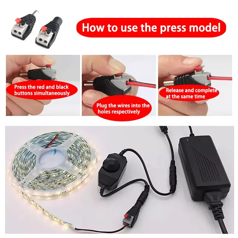 الإناث والذكور تيار مستمر موصلات 2.1x5.5 مللي متر محول القابس الطاقة الرافعات مآخذ موصل ل ل لون واحد LED قطاع ضوء كاميرا تلفزيونات الدوائر المغلقة