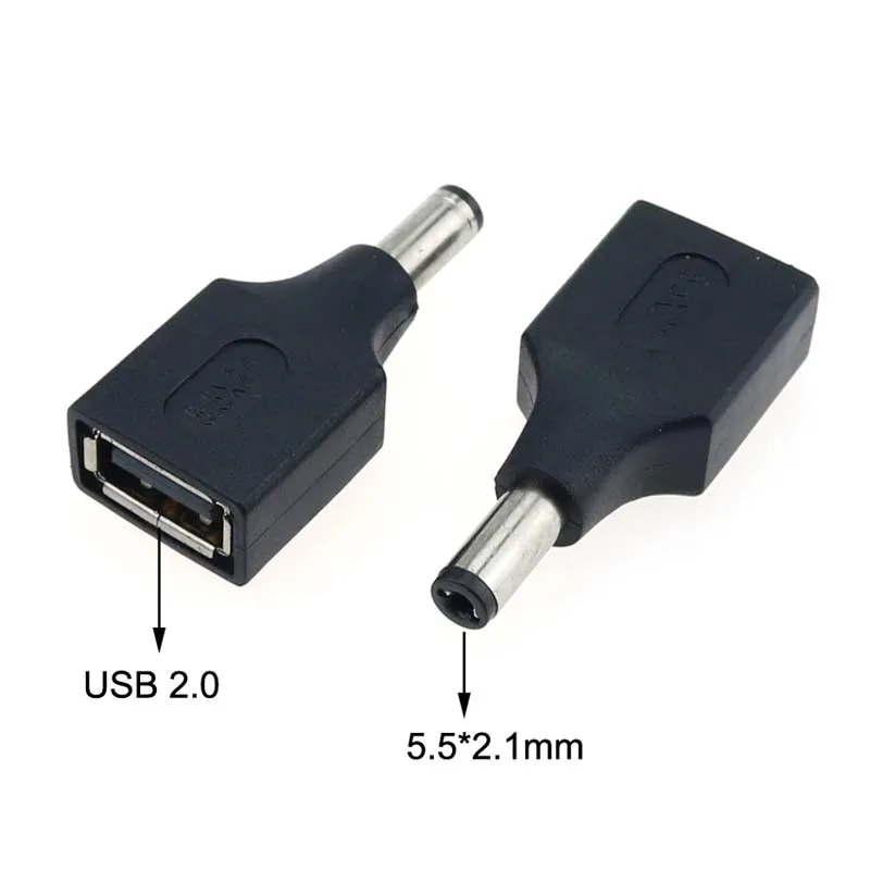 YuXi DC 전원 수 2.5x0.7 4.0x1.7 5.5x2.1 5.5x2.5mm-USB 2.0 암 플러그 변환기 노트북 어댑터 커넥터, 1 개